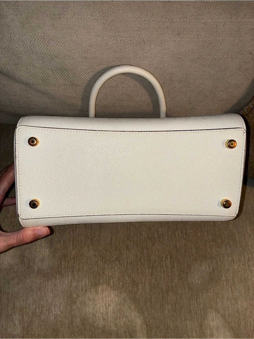 COACH White Leather Satchel with Gold Hardware